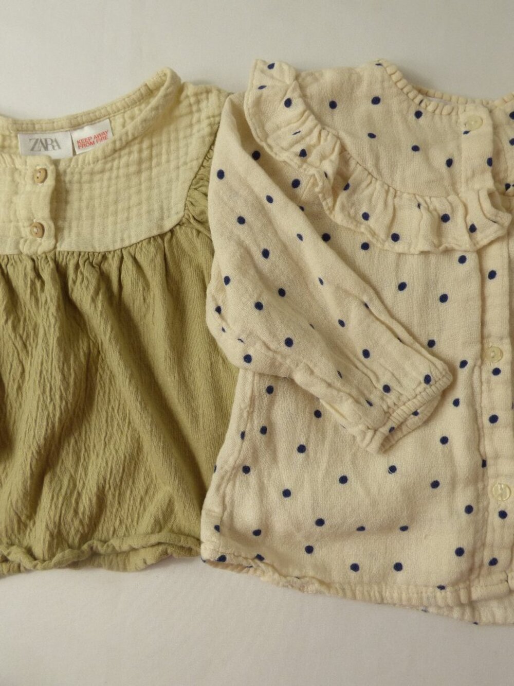 Zara Girls Green Cargo Pants and Two Tops Set, Size 9-12 Months